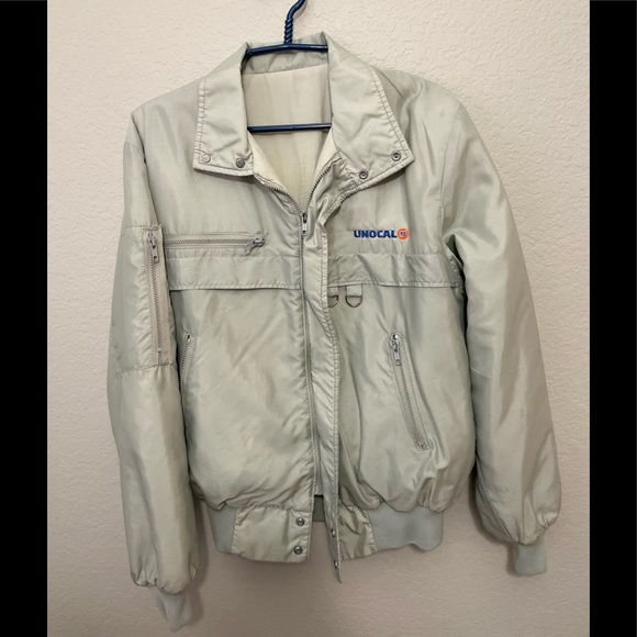 VINTAGE Unocal 76 Men’s Gas Station Jacket Sz. L, Light Green/Gray - Picture 2 of 10